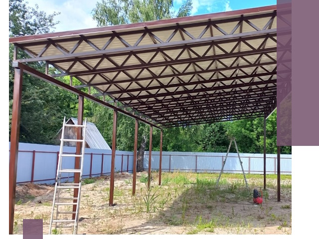 Односкатные навесы под ключ в Карабулаке — изготовление и монтаж