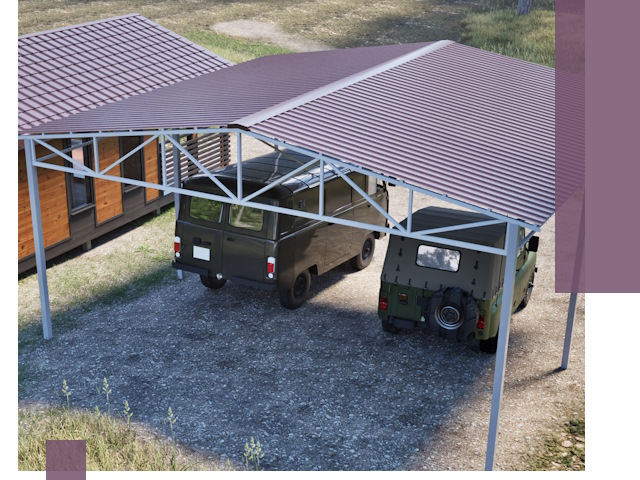 Двускатные навесы под ключ в Карабулаке — изготовление и монтаж