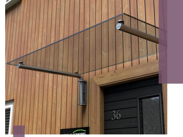 Стеклянные козырьки на входы и фасады в Карабулаке