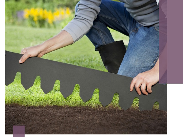 Металлические бордюры для газона в Карабулаке — изготовление и монтаж